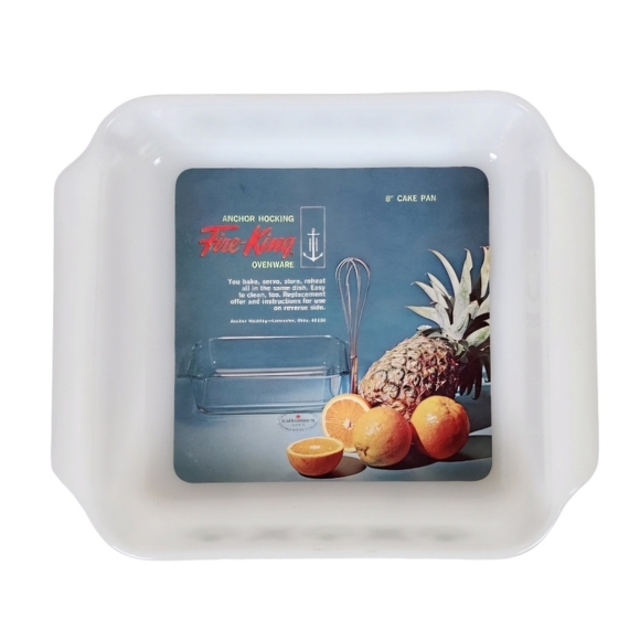 Vintage Anchor Hocking 8" Green Meadow Cake Pan Milk Glass Fire King Ovenware - Picture 2 of 15